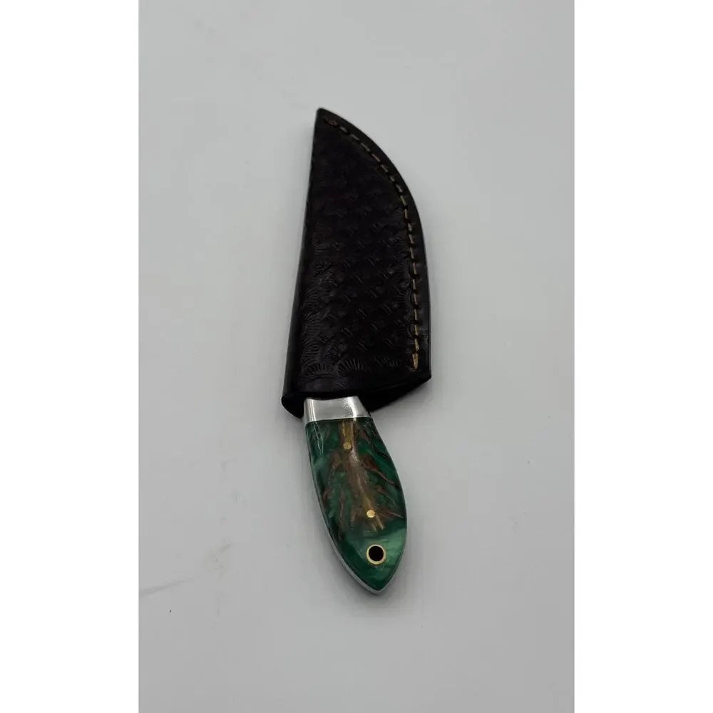 Handmade Damascus Steel Fixed Blade Knife w/ Leather Sheath – Pakistan Made NEW